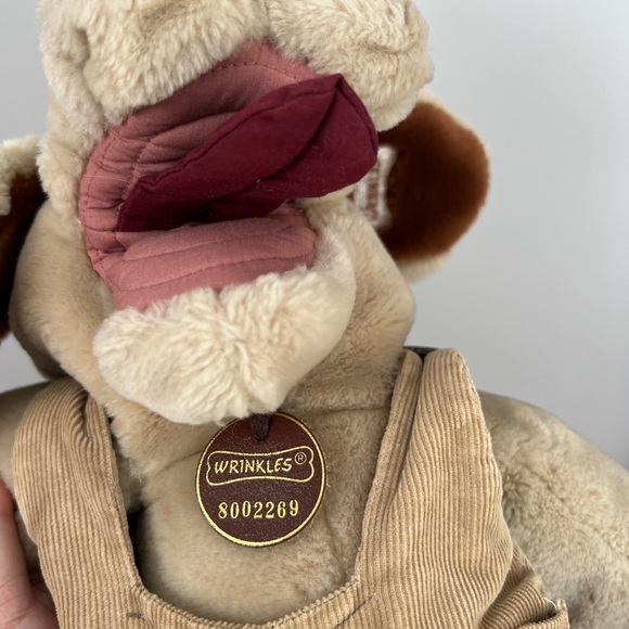 1981 Wrinkles Ganz Bros Boy Dog Puppet Brown Corduroy Overalls Collectible - Picture 2 of 6
